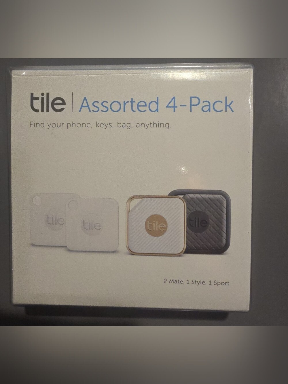 Tile Assorted 4-Pack Bluetooth Item Trackers — White, Gold, Black
